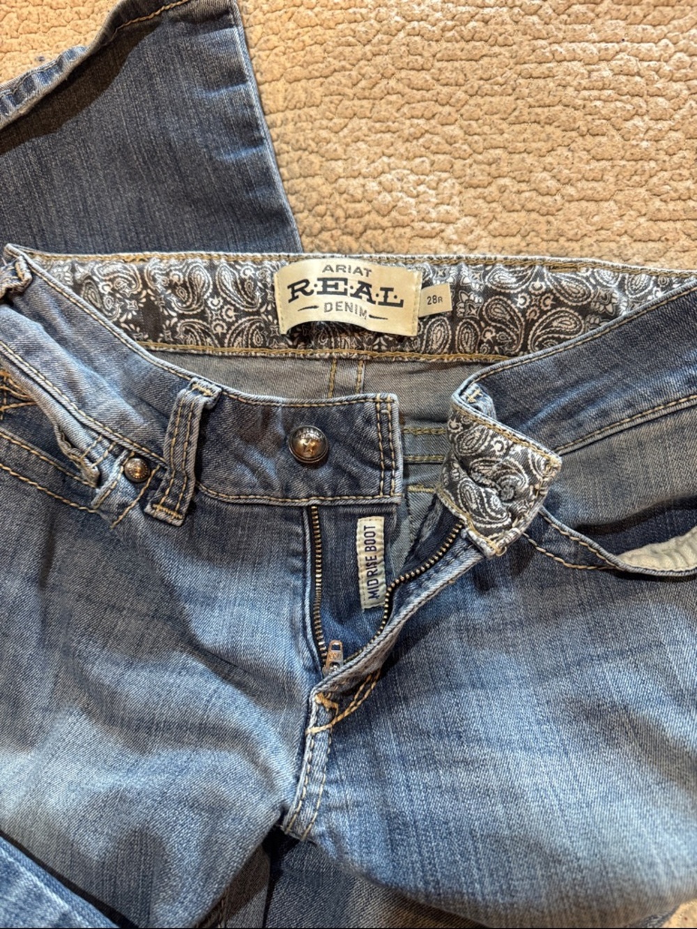 Ariat Women's Medium Blue Bootcut Jeans with Paisley Trim